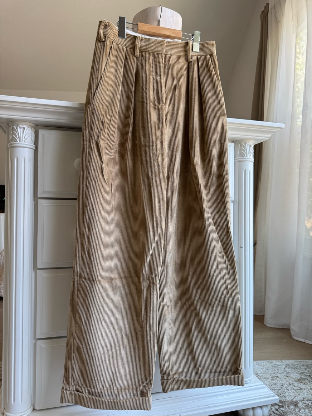 Interior Linen Corduroy Wide Leg Pants Beige Size S Luxury Designer